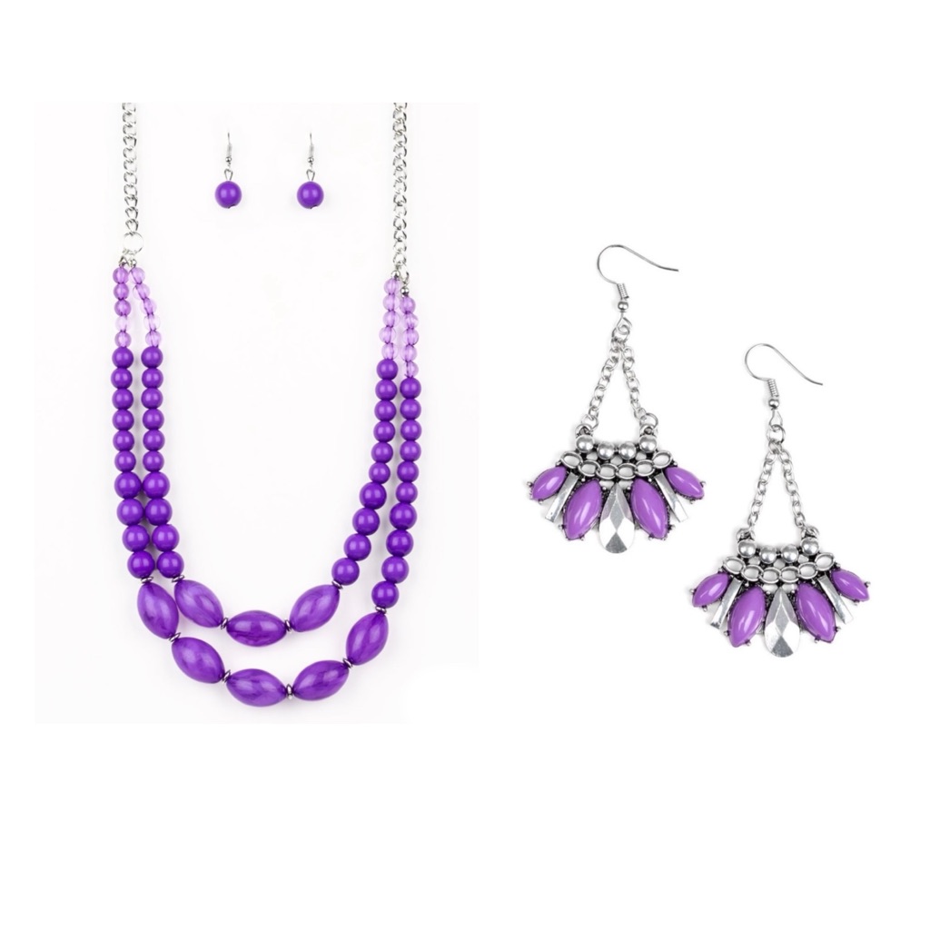 New - Stunning Purple And Silver Jewelry Set Paparazzi Accessories 6$